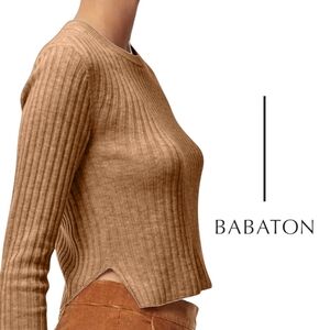 Aritzia Babaton - XS Caramel Linen Blend Nathaniel Sweater; Flattering fit/cut